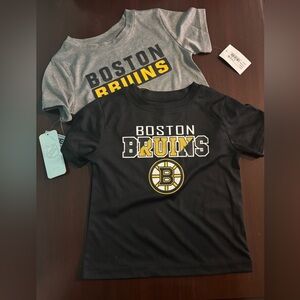 Boston Bruins 2 Sz 2T NHL T-Shirts Gray Black Logo Short Sleeve Dry Fit Boy Girl